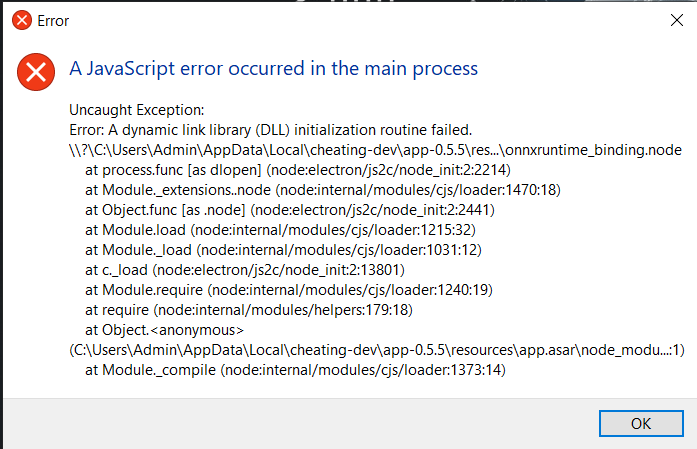 DLL Error Screenshot